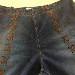 RETRO JAMIE NICOLE, denim jeans, lace up, bell-bottom, Size 20W